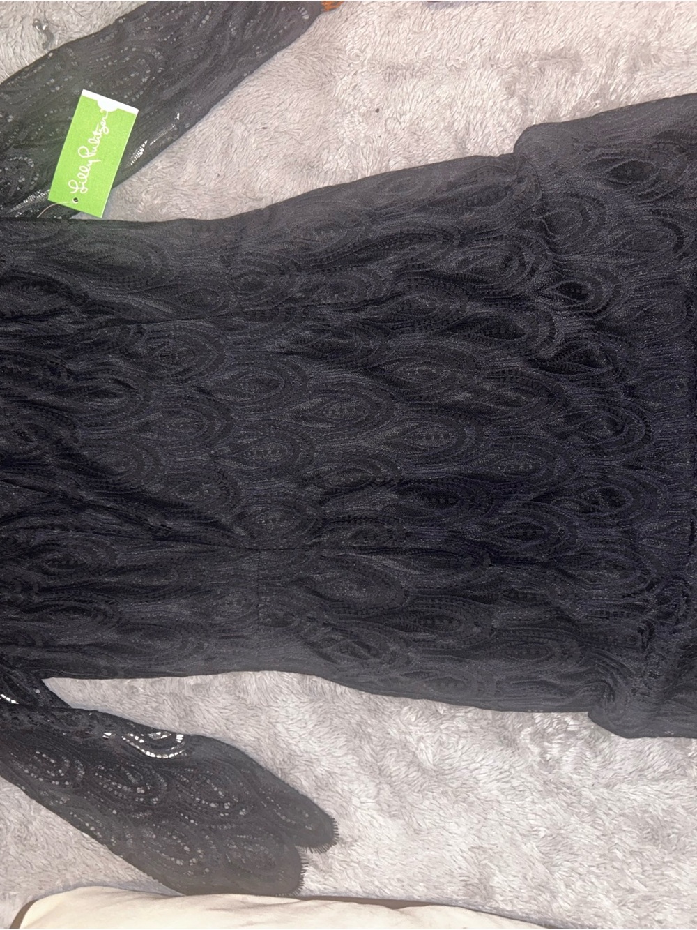 Lilly Pulitzer Black Scalloped Lace Long-Sleeve Sheath Dress - Picture 2 of 4